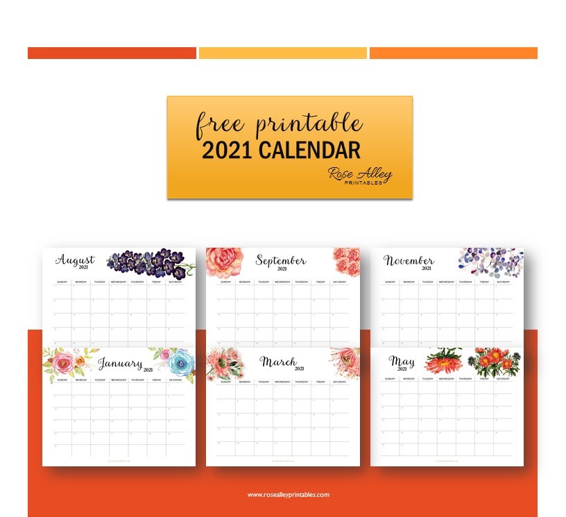 Free Printable 2021 Calendar - Rose Alley Printables