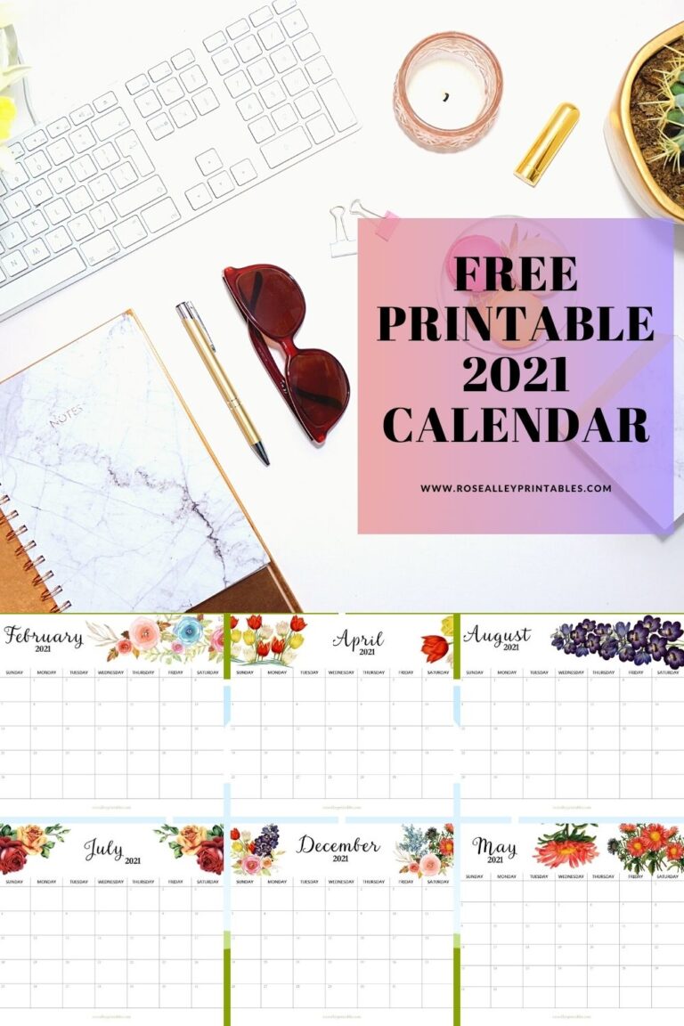 FREE PRINTABLE 2021 CALENDAR - FLOWERS