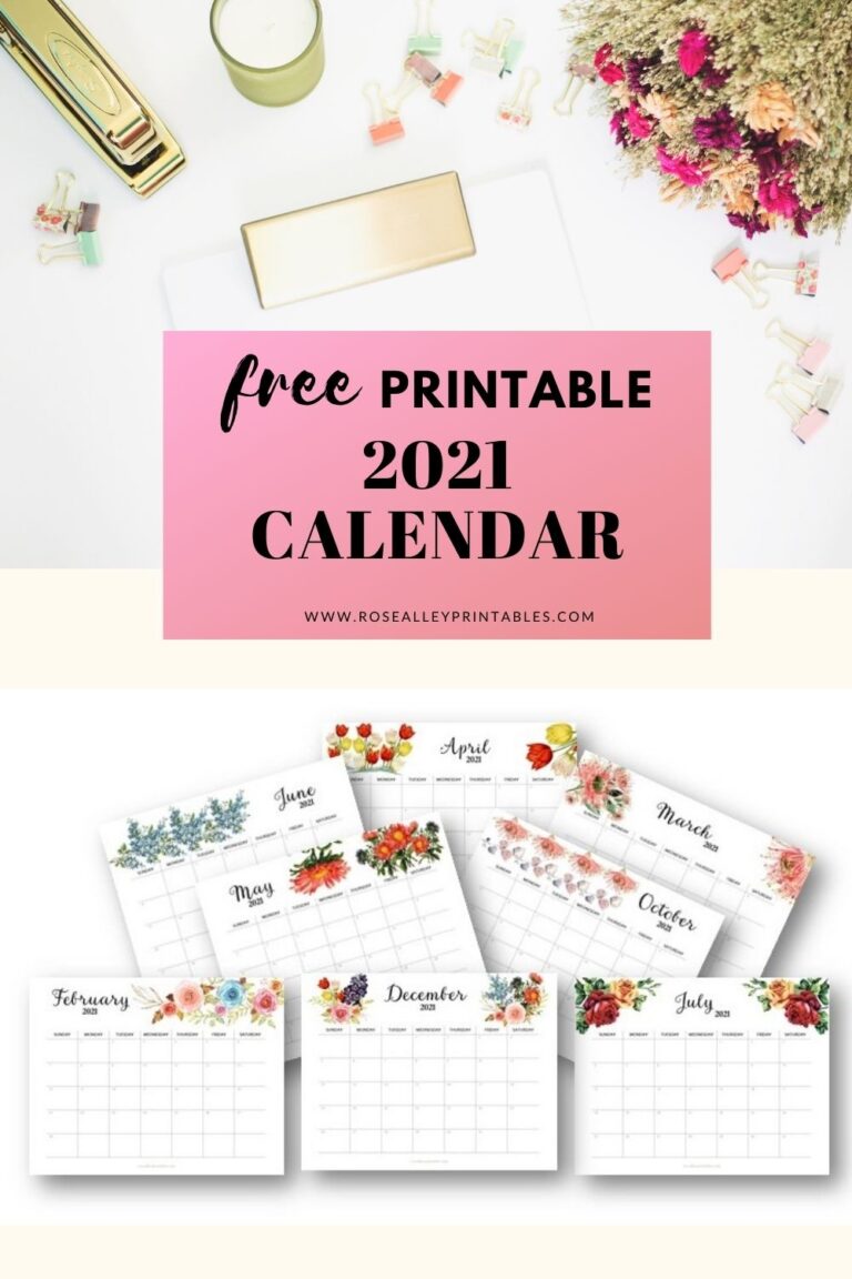 FREE PRINTABLE 2021 CALENDAR - FLOWERS