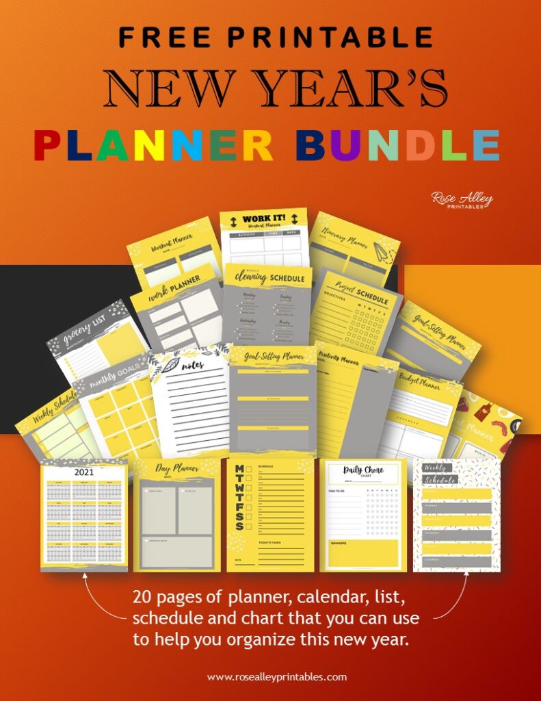 Free Printable New Years Planner Bundle-Rose Alley Printables