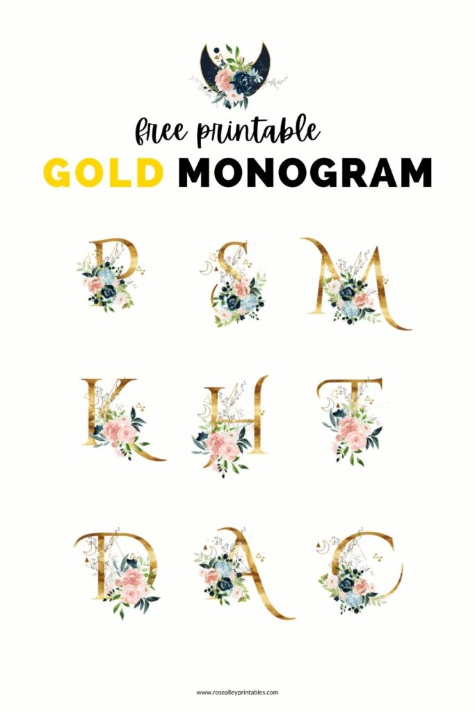 FREE PRINTABLE GOLD MONOGRAM