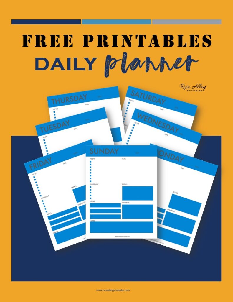 7 FREE PRINTABLE BLUE DAILY PLANNER