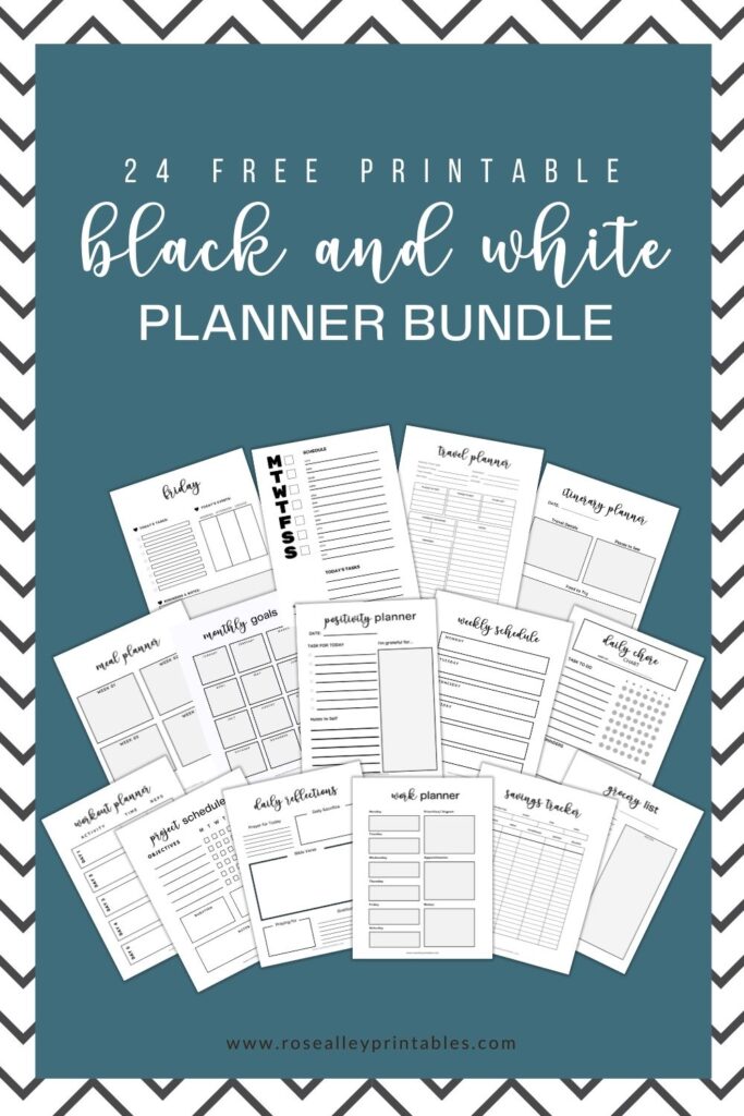 24 Free Printable Black and White Planner Bundle