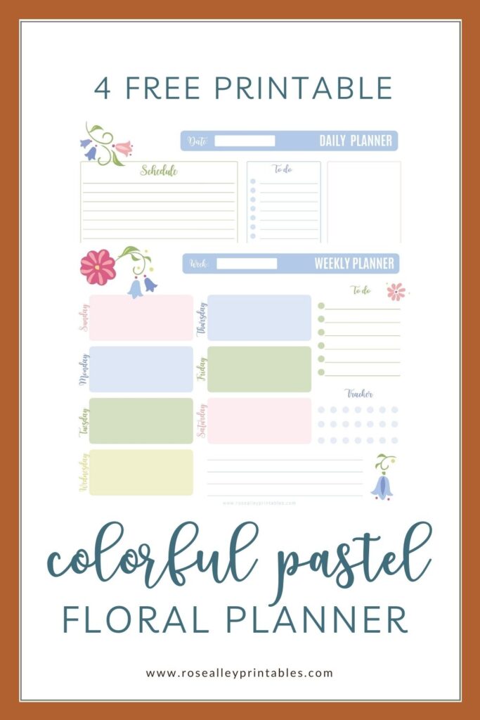 4 Free Printable Colorful Pastel Floral Planner