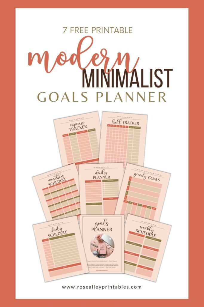 7 Free Printable Modern Minimalist Goals Planner