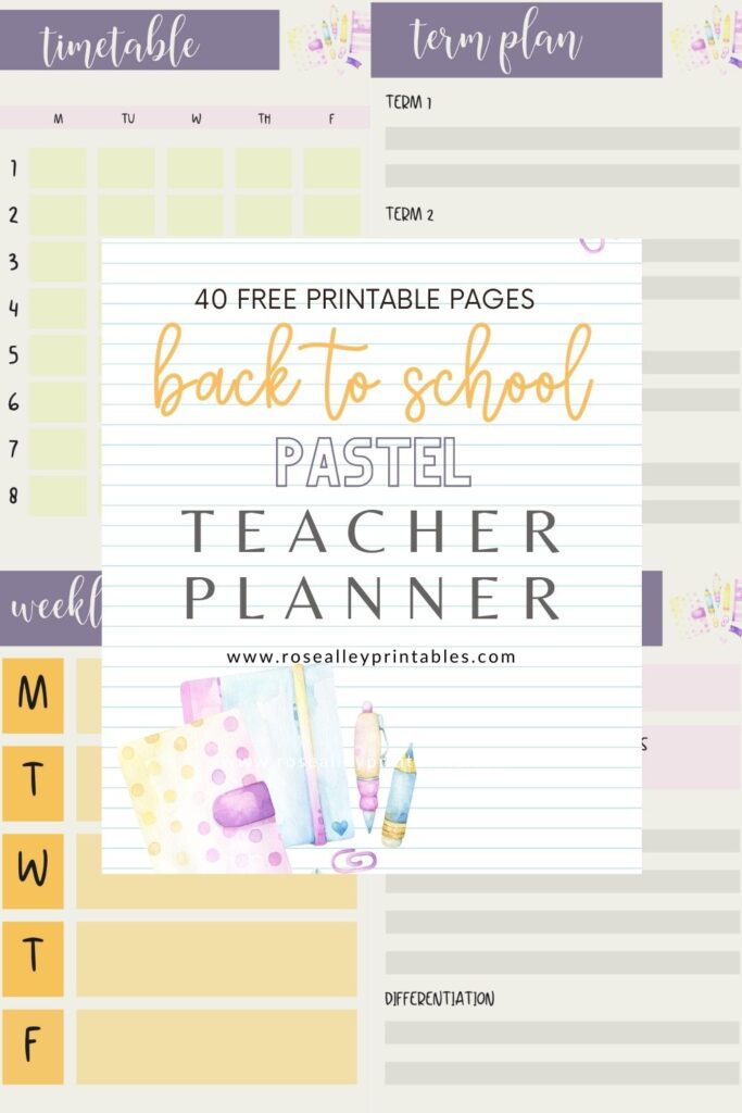 40 Free Printable Back To School Pastel Teacher Planner