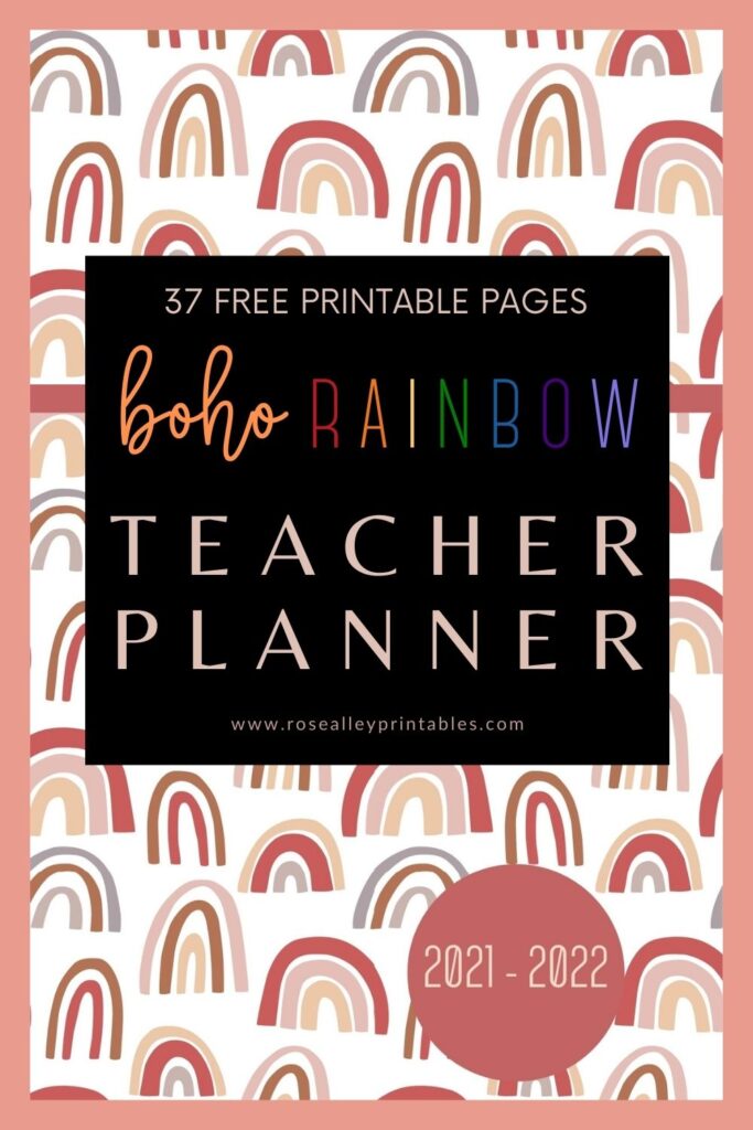 37 Free Printable Boho Rainbow Teacher Planner