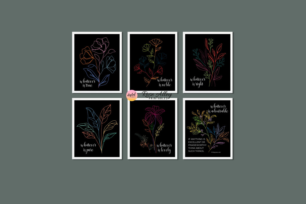 6 Free Printable Multicolored Plant Illustration With Bible Verse Wall Art
