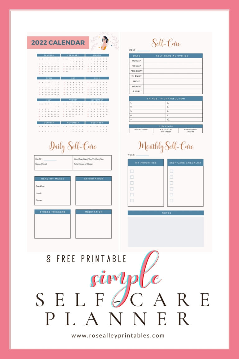 8 Free Printable Simple Self-Care Planner