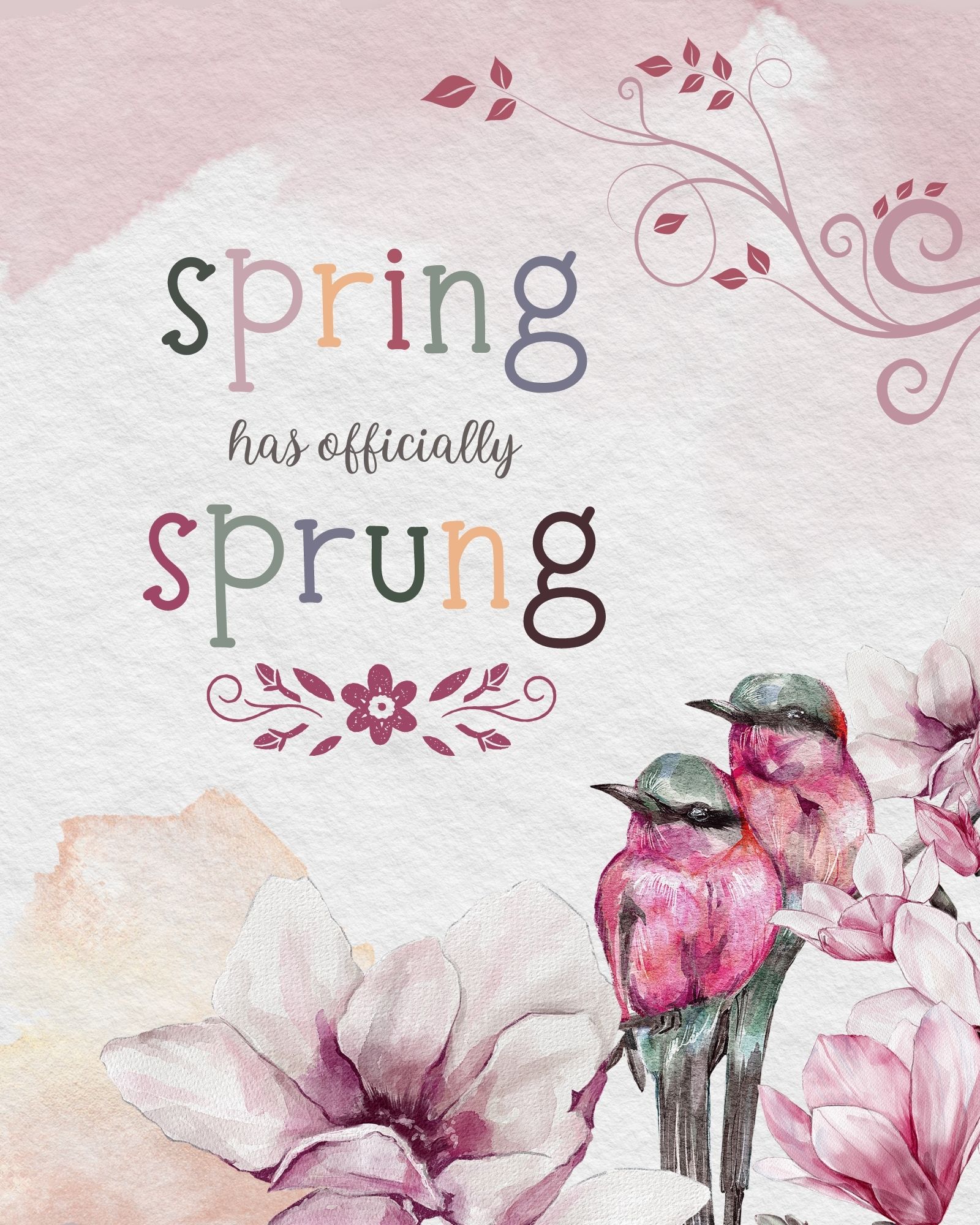 5 Free Printable Spring Flowers and Birds Wall Art