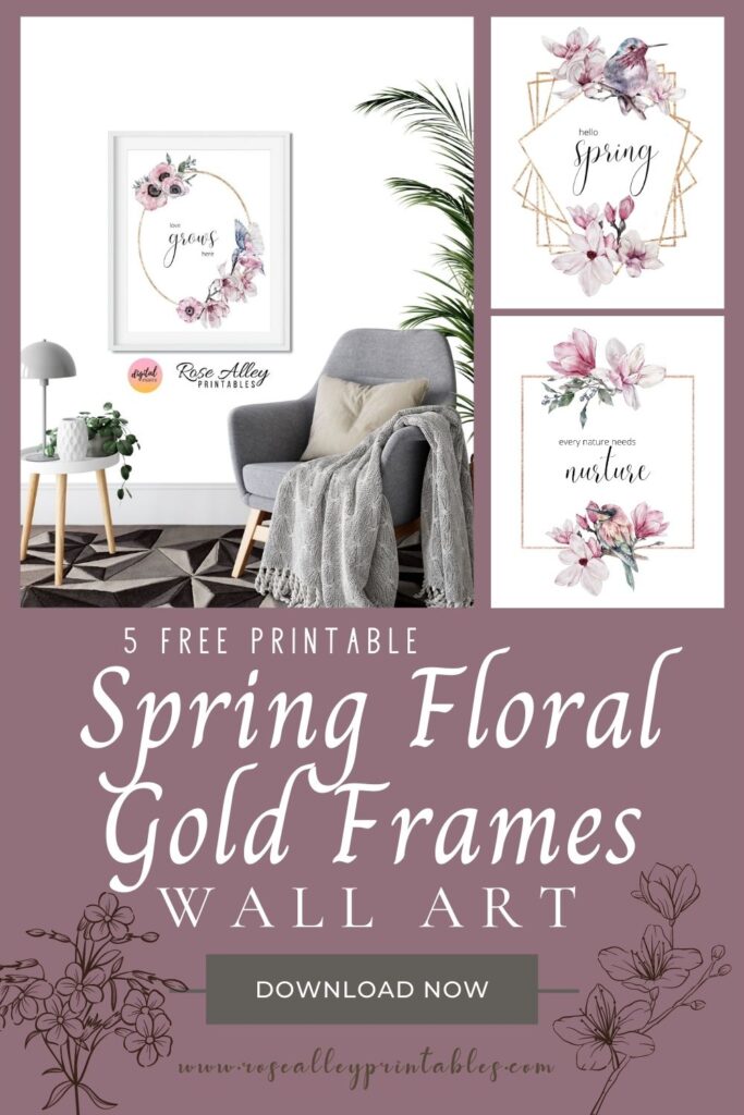 5 Free Printable Floral Rose Gold Frames Wall Art