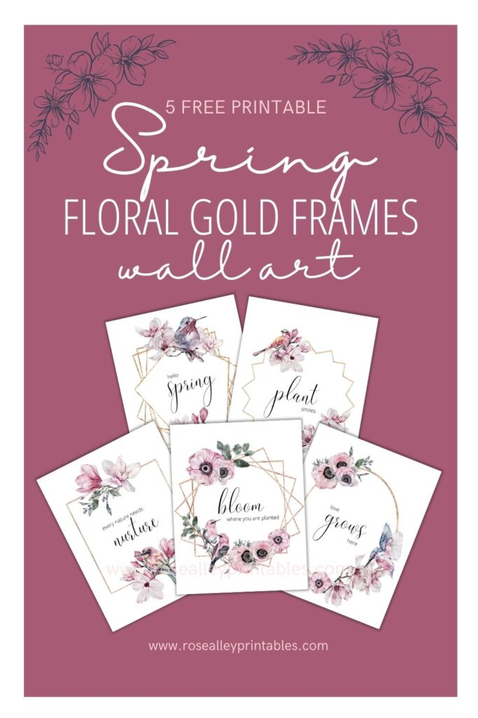 5 Free Printable Floral Rose Gold Frames Wall Art