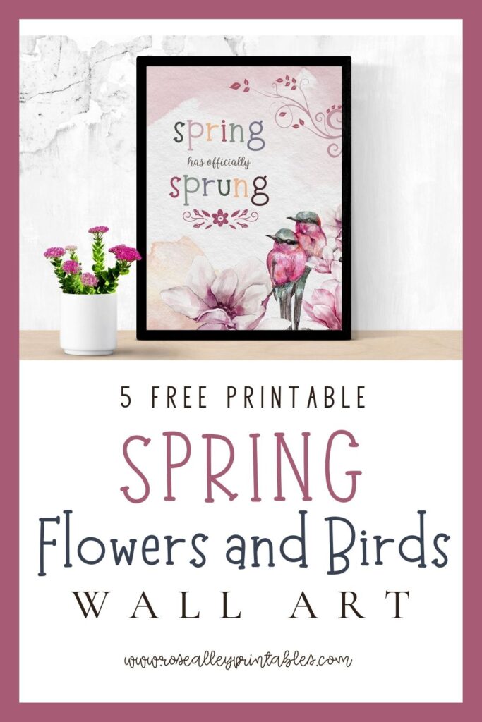 5 Free Printable Spring Flowers and Birds Wall Art