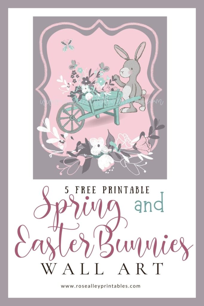 5 Free Printable Spring and Easter Bunnies Wall Art