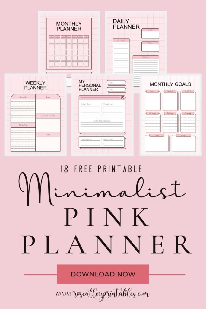 18 Free Printable Minimalist Pink Planner