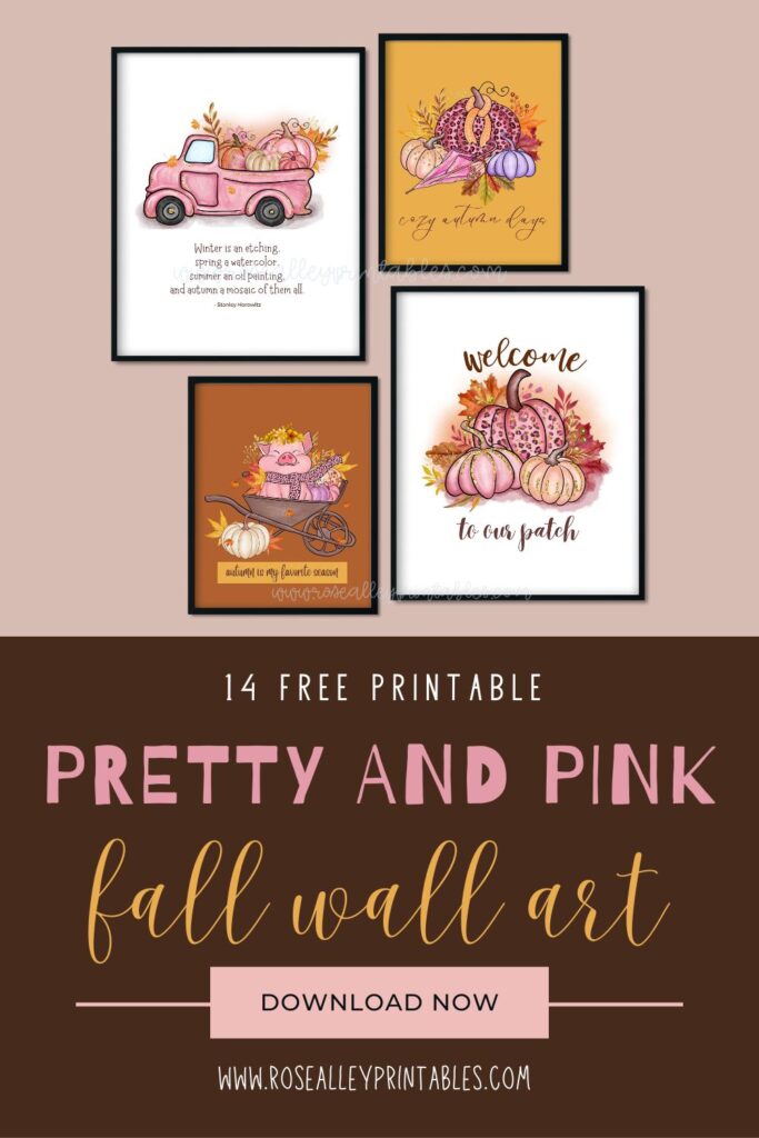 14 Free Printable Pretty and Pink Fall Wall Art