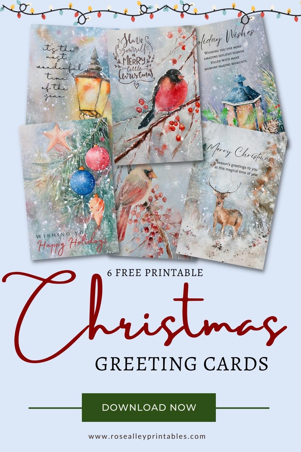 6 Free Printable Christmas Greeting Cards (Set 2)
