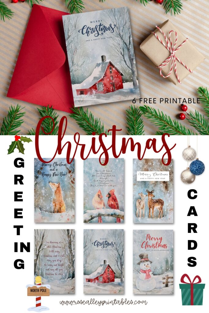 6 Free Printable Christmas Greeting Cards