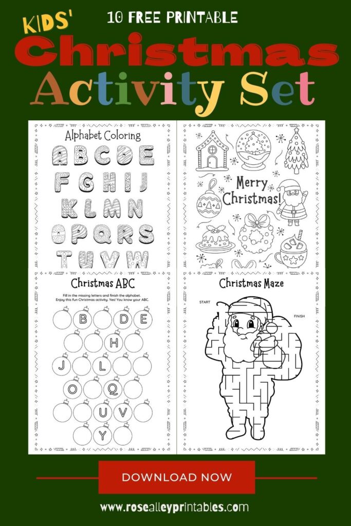 10 Free Printable Kids Christmas Activity Set