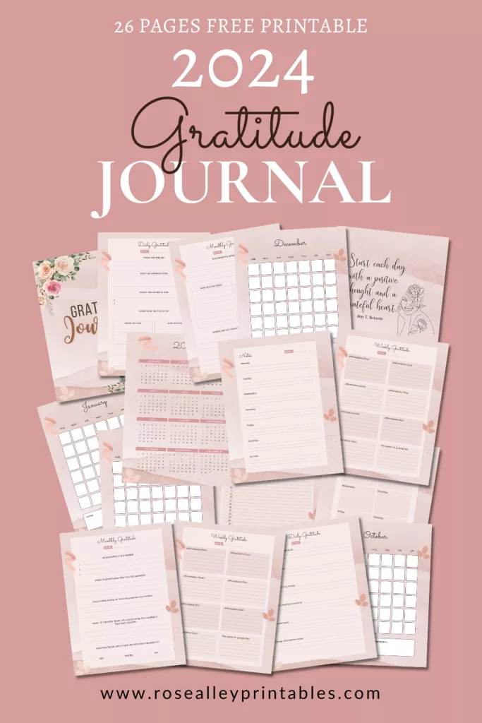 26 Pages Free Printable 2024 Gratitude Journal