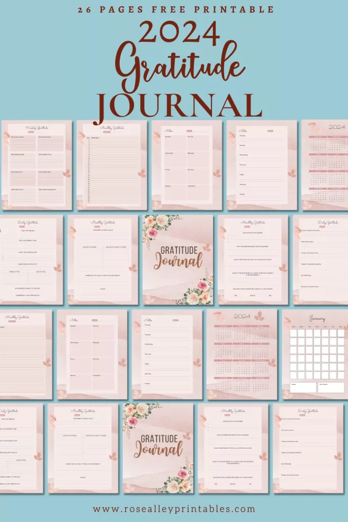 26 Pages Free Printable 2024 Gratitude Journal